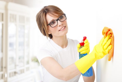 Professional carpet cleaning service in progress