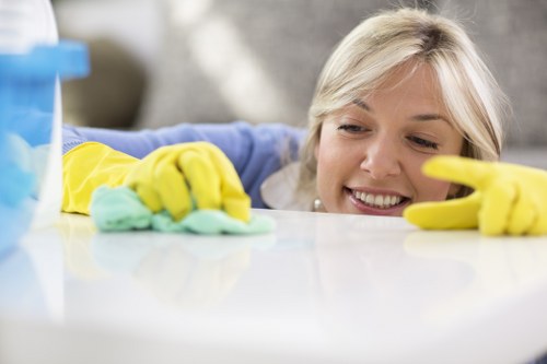 Professional upholstery cleaning process on a fabric chair